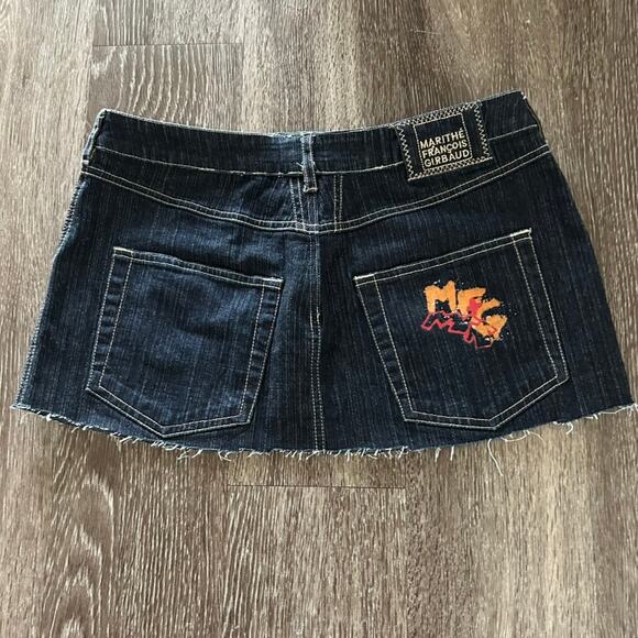 Vintage Marithé François Girbaud Denim Micro Mini Skirt Size 31 Y2K Graphic Logo - Picture 11 of 14